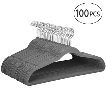 Нескользящие бархатные вешалки Smilemart, 100 штук, серый