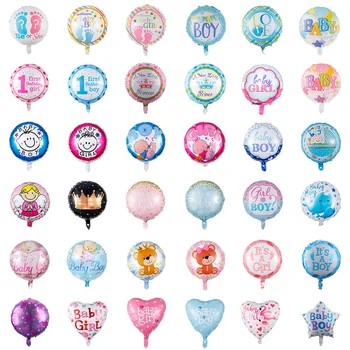 10шт 18-дюймовый воздушный шар для душа ребенка из фольги, гелиевый воздушный шар, звезда, сердце, воздушный шар для маленьких мальчиков и девочек, ангел, декор для вечеринки для новорожденных, 1 год рождения