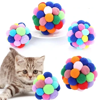 2023 Новый Красочный Надувной Мяч Игрушка Для Кошек Ручной Работы Плюшевый Мяч Интерактивная Игрушка Для Кошек Мими Любимые Товары Для домашних животных Игрушки Для Кошек Интерактивные
