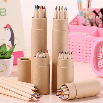набор цветных карандашей для рисования 12 цветов, набор креативных канцелярских принадлежностей, набор цветных карандашей, школьные принадлежности для детей