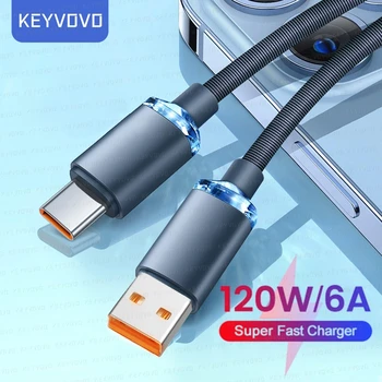 6A USB C Кабель 120 Вт Type C Кабель Быстрой Зарядки Для Huawei Data Cord USB C Кабель C Зарядным устройством Для Samsung Xiaomi 2 М Высокая Скорость