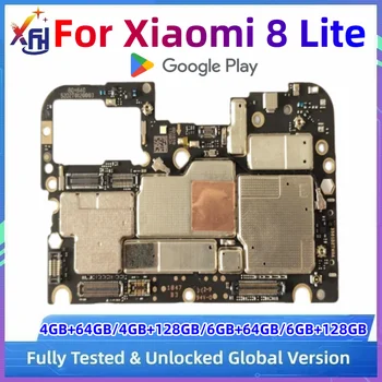 Оригинальная разблокированная материнская плата для Xiaomi Mi 8 Lite, материнская плата 64 ГБ, 128 ГБ, плата для основных схем, глобальная версия