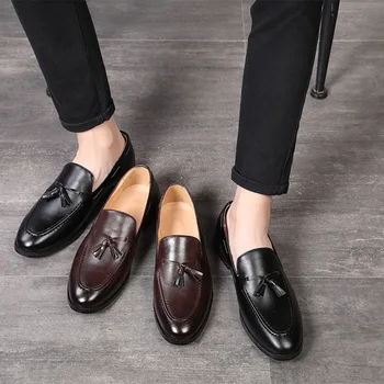 Лоферы; Мужская Итальянская обувь; Модельная черная модельная обувь больших размеров с перфорацией типа 