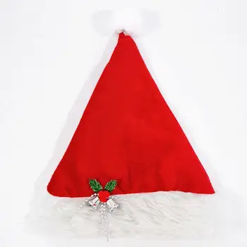 Рождественская шляпа с плюшевой отделкой, праздничные шляпы Санта-Клауса, привлекательные рождественские аксессуары для детей и взрослых с плюшевой отделкой, тонкая работа