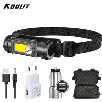KDULIT Портативный мини светодиодный налобный фонарь высокой мощности, USB Перезаряжаемый налобный фонарь, встроенный аккумулятор, водонепроницаемый налобный фонарь для пеших прогулок, рыбалки