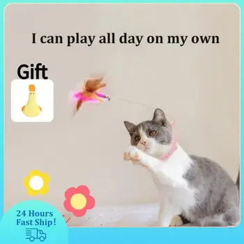 Интерактивные игрушки для кошек, забавная палочка-дразнилка из перьев с колокольчиком, ошейник для домашних животных, игрушечная палочка-дразнилка для котенка, обучающие игрушки для кошек, принадлежности
