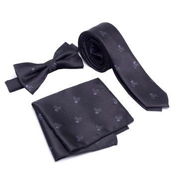 Комплект из 3 предметов, мужской галстук-бабочка и шейный платок-бабочка, тонкий галстук-скелет, мужские галстуки для мужчин, 1200 игл, Модное платье gravata