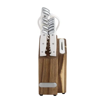Набор ножей Farberware Edgekeeper из тонкой Акации с тройными заклепками и встроенной точилкой из 14 предметов от Whiteknife kitchen