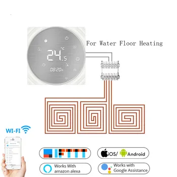Wifi Умный термостат Водяной пол с подогревом Металлическая матовая панель Smart Life/Tuya APP Remote Control Работает с Alexa Google Home