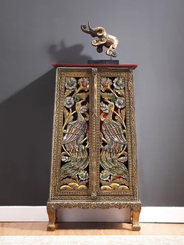 Новый резной шкаф для крыльца в китайском стиле, шкаф для прихожей, декоративный шкаф из массива дерева, фурнитура в стиле Юго-Восточной Азии