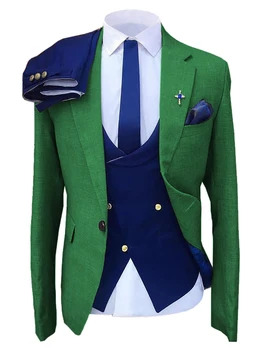 Мужской костюм SOLOVEDRESS, зеленые облегающие повседневные костюмы-тройки для свадебной вечеринки, мужские костюмы на заказ