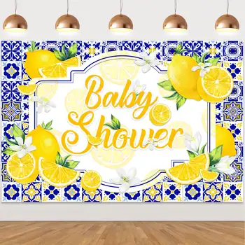 Funmemoir Lemon Baby Shower Background Фон для Фотосъемки на тему Лимона для мальчиков и девочек, Вечерние Принадлежности для Украшения детского Душа