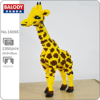 Balody 16065 Мир животных, Желтый Дикий жираф, Подставка для куклы-питомца, Мини-Алмазные блоки, кирпичи, Строительная игрушка для детей Без коробки