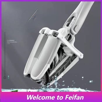 Feifan-Улучшенная грязная нелипкая плоская швабра без рук, вращающаяся для уборки, Ленивая швабра, сухая и влажная, швабра двойного назначения
