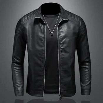 Мужская весенне-осенняя брендовая высококачественная кожаная куртка, мужская мотоциклетная тонкая куртка, мужская