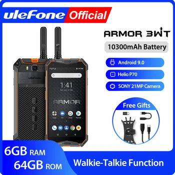 Ulefone Armor 3WT Портативная Рация Прочный Мобильный телефон Android 9,0 6 ГБ 64 ГБ 10300 мАч NFC 4G Globalvision Smartphone