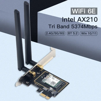 WiFi 6E Intel AX210 Трехдиапазонная сетевая карта PCIE 2,4 G/5G/6 ГГц WiFi Адаптер AX210NGW Bluetooth 5,2 802.11ax PCI Беспроводная карта Win10