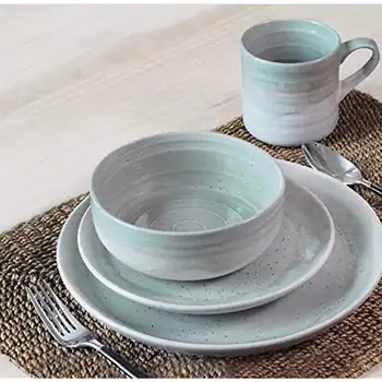 Набор керамической посуды Raya из 16 предметов, цвет Mist