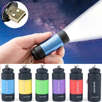 Светодиодные мини-фонарики, USB Перезаряжаемый Портативный фонарик, Брелок, лампа-фонарик, Водонепроницаемый свет, Походные фонари для Кемпинга