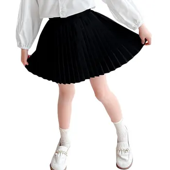 Школьная черная юбка для маленьких девочек, Весна-Осень, Новые поступления, Плиссированная мини-юбка Принцессы, Корейская повседневная одежда 4, 5, 7, 8, 9, 11, 13 лет