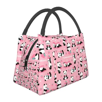 Сумки для ланча с клубникой для влюбленных в Розовую панду для мужчин, сумки для ланча для женщин, сумки для ланча для детей, сумка для еды, милая сумка одного размера