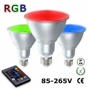 LED Par38 RGB точечный светильник 20 Вт с регулируемой яркостью AC85-265V Алюминиевая водонепроницаемая лампочка дистанционного Управления RGB освещением Бесплатная доставка Номинальная