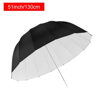 130 см 51 дюйм Светоотражающий зонт с глубоким ртом резиновый белый мягкий свет фотография параболический зонт волокнистый зонт
