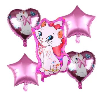 5 шт., тематический алюминиевый набор воздушных шаров Marie Cat, воздушный шар в форме любви, украшение для дня рождения, вечерние принадлежности, воздушные шары из фольги