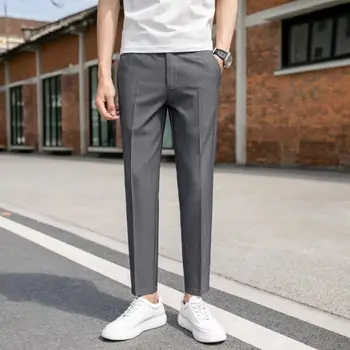 Осень 2023, высококачественные деловые повседневные брюки длинной длины, мужские однотонные официальные брюки, мужские официальные офисные брюки для светского костюма C2