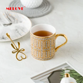 Креативные мозаичные Керамические кружки в Скандинавском стиле С золотой ручкой, Кофейные чашки ручной работы для завтрака, Кружки для молока и воды, Подарочная посуда