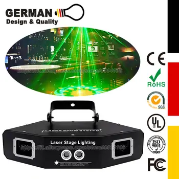 Освещение для ди-джеев, сценический свет с эффектом четырех лучей, активируемый звуком RGB, Освещение вечеринки с помощью стробоскопа с управлением DMX