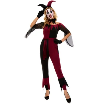 Новое поступление, костюм Джокера для взрослых женщин, Хэллоуин, Карнавальная вечеринка, клоун, Косплей, Маскарадное платье