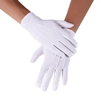 Универсальные белые перчатки с тремя клейковинами, украшения для праздничного этикета, рабочие перчатки для официантов, перчатки из полиэстера