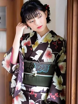 Японская традиционная официальная одежда, кимоно, женские двойные ткани, виноградные листья с мелким зерном, химическое волокно, без морщин, не гладится