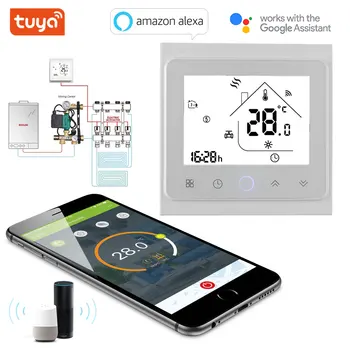 Беспроводной программируемый контроллер TUYA, термостат для нагрева воды, Умный Домашний обогреватель, контроль температуры, совместим с Alexa