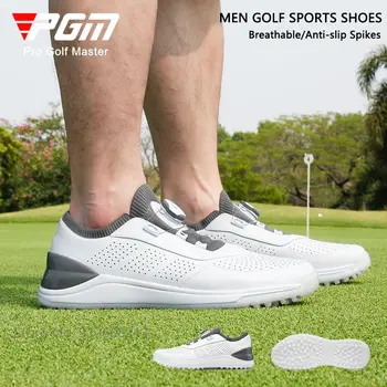 Мужская Супер дышащая обувь для гольфа PGM, обувь для гольфа с быстрой шнуровкой, Мужские спортивные кроссовки с противоскользящими шипами, летняя повседневная обувь 39-45