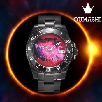 OUMASHI Мужские часы NH35 Механические Часы Бизнес Досуг Спорт Керамическое кольцо Сапфировое стекло