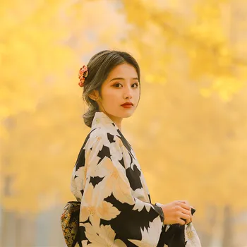 Женское Японское Кимоно, Японский стиль, Красивые принты, Традиционный халат Юката, одежда для Косплея, одежда для фотосъемки, сценическое платье