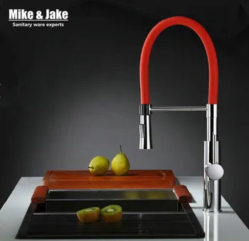 Красный кухонный кран выдвижной кран для раковины, вращающийся на 360 градусов латунный выдвижной кухонный кран, смеситель для холодной и горячей воды, кухонный смеситель