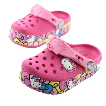 Kawaii Hello Kitty, Новая детская обувь, Тапочки, сандалии, Обувь для больших мальчиков, обувь для девочек, Летающая пляжная обувь Hello Kitty