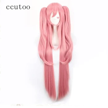 ccutoo 120 см Длинный розовый прямой парик для косплея женский Seraph of the end Крул Цепеш из синтетических волос с двойными хвостиками