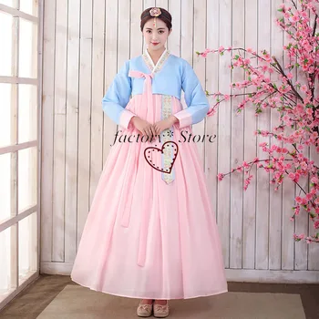Платье Ханбок Костюмы из Северной Кореи Женская танцевальная одежда Hanfu Этническое платье придворный костюм Корейская одежда
