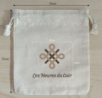 500 Штук Хлопчатобумажных сумок на шнурке 29x32 см, чехлы для горячей печати с логотипом 2 цветов 15x13 см