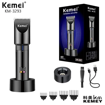 Новый Триммер для волос, Профессиональный Перезаряжаемый Беспроводной Парикмахерский Kemei KM-3293, Высококачественный Триммер для волос с зарядной базой для мужчин