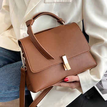 Высококачественные однотонные простые сумки через плечо для женщин, винтажная сумка на плечо, женские сумки, женские дизайнерские роскошные сумки с верхней ручкой