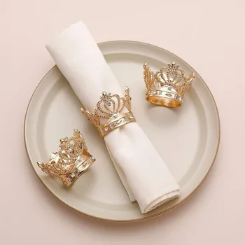 Кольца для салфеток из 3 шт. Рождественской короны, стразы, золотые кольца для салфеток, Пряжки для салфеток на Хэллоуин, для ужина, свадебных вечеринок, Декор обеденного стола