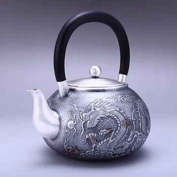 Чайник, чайник из нержавеющей стали, серебряный чайник, железный чайник, чайник для горячей воды, чайник для воды объемом 1100 мл, чайная чаша, чайный набор кунг-фу.