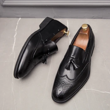 Классическая брендовая мужская обувь из натуральной кожи, повседневная мужская повседневная обувь, мужская рабочая деловая обувь, универсальная мужская официальная обувь