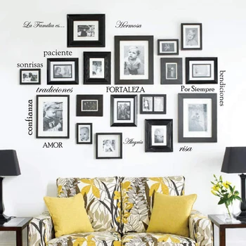 Набор из 12 испанских семейных цитат, виниловых наклеек на стену, фоторамки, Художественное оформление семейной комнаты La Familia ES Home Decor