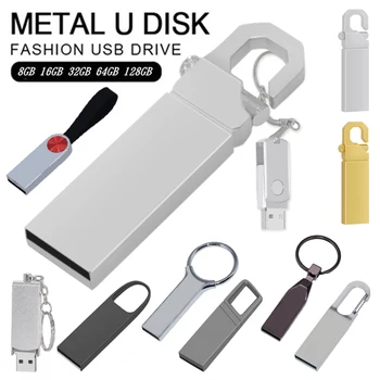 USB 2,0 Флэш-Накопитель Металлический мини-Флешка 16 ГБ 32 ГБ 64 ГБ 128 ГБ USB-накопитель cle usb Pen Drive Брелок для ключей USB Flash usb флэш-накопители